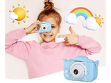 Digitalni fotoaparat za otroke z igrami, mačka, moder